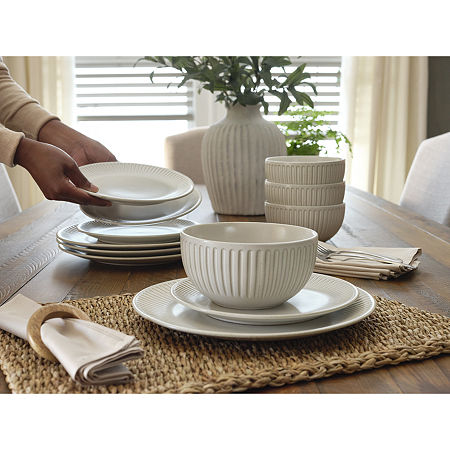 Linden Street Hayward Stoneware 12-pc. Dinnerware Set, One Size, Beige