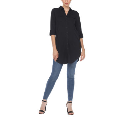 White Mark Womens Long Sleeve Tunic Top