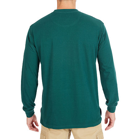 Smiths Workwear Mens Crew Neck Long Sleeve Pocket T-Shirt, Medium, Green