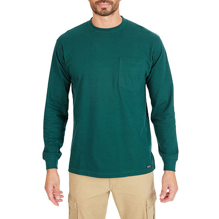 Smiths Workwear Mens Crew Neck Long Sleeve Pocket T-Shirt, Medium, Green