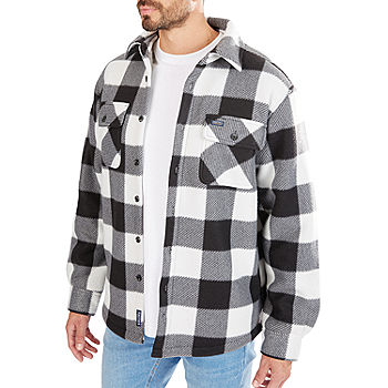 peace Fertile pay Smiths Workwear Sherpa Lined Plaid Fleece Mens Shirt Jacket, Color: White  Black-503 - JCPenney