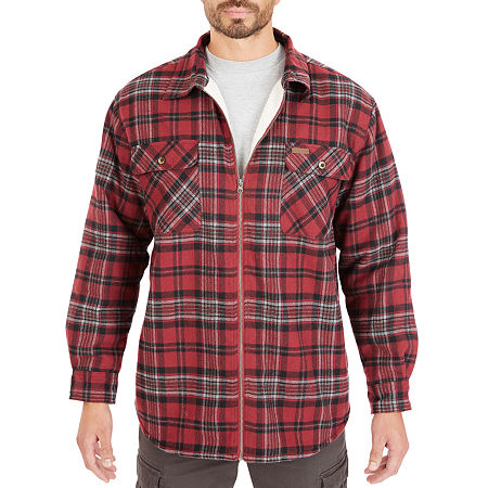 Smiths Workwear Sherpa Lined Flannel Mens Lined Midweight Work Jacket, Large, Red