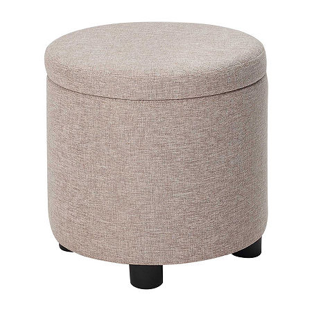 Designs4Comfort Round Storage Ottoman, One Size, Beige