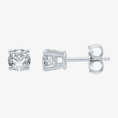 1/3 CT. T.W. Natural White Diamond 14K White Gold 3.4mm Round Stud Earrings
