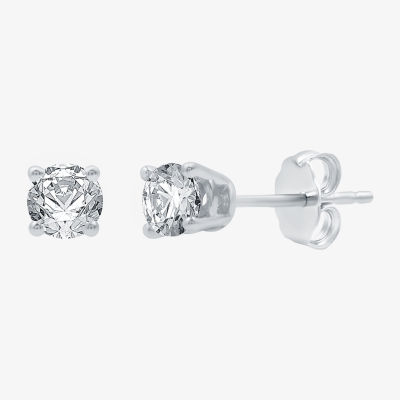 1/3 CT. T.W. Natural White Diamond 14K White Gold 3.4mm Round Stud Earrings