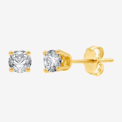 1/3 CT. Natural White Diamond 14K Gold 3.4mm Round Stud Earrings