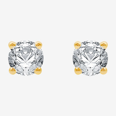 1/3 CT. Natural White Diamond 14K Gold 3.4mm Round Stud Earrings