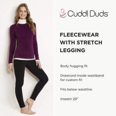 Cuddl Duds Women's Fleecewear Stretch Thermal Leggings, Black, X-Small :  : Fashion