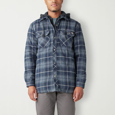 Dickies Water Repellent Flannel Plaid Mens Hooded Resistant Midweight Work Jacket