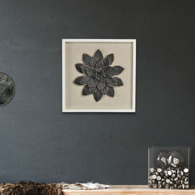 Vita Framed Elegant Flower Metal Wall Art