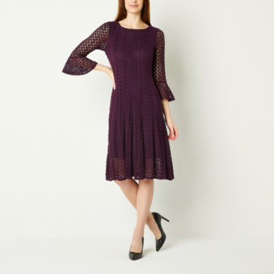 Rabbit Design 3/4 Sleeve Fit + Flare Dress