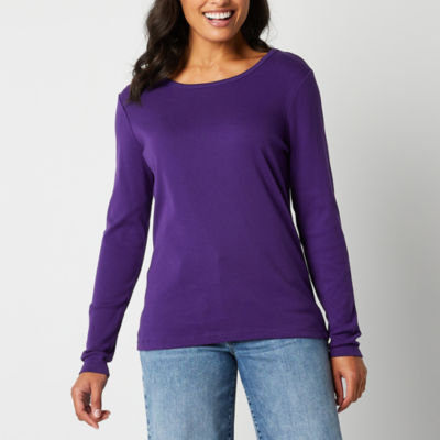 St. John's Bay Womens Crew Neck Long Sleeve T-Shirt - JCPenney