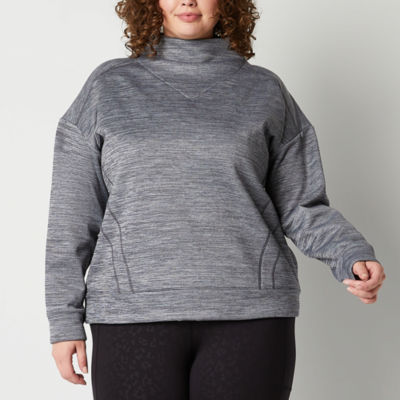 Xersion Womens Mock Neck Long Sleeve Quarter-Zip Pullover Plus