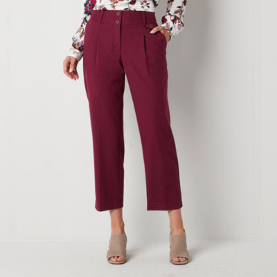 High Waisted Pleated Ankle Chino Pant