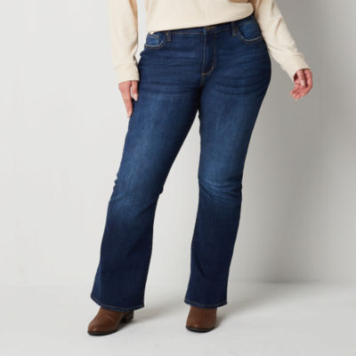 St. John's Bay Womens Mid Rise Secretly Slender Straight Leg Jean - JCPenney