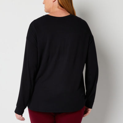 Liz Claiborne Womens Plus Crew Neck Long Sleeve T-Shirt