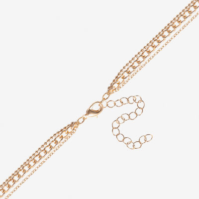 JS Jessica Simpson Gold Tone Womens Crystal 19 Inch Strand Necklace