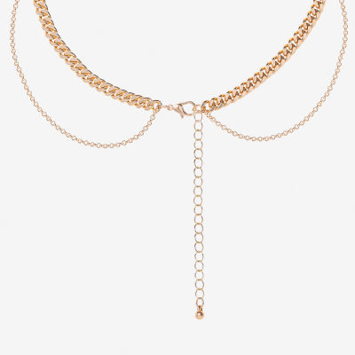JS Jessica Simpson Gold Tone Womens Glass 16 Inch Strand Necklace