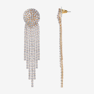 JS Jessica Simpson Gold Tone Womens Crystal Drop Earrings