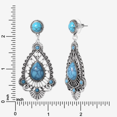 JS Jessica Simpson Silver Tone Womens Blue Drop Earrings
