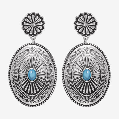 Jessica Simpson Silver Tone Oval Drop Earrings