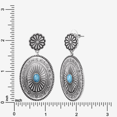 Jessica Simpson Silver Tone Oval Drop Earrings