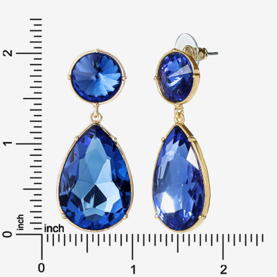 JS Jessica Simpson Gold Tone Glass Drop Earrings