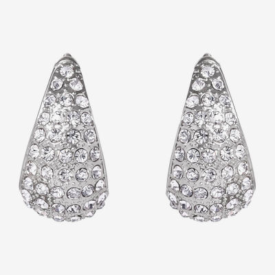 JS Jessica Simpson Silver Tone Glass Hoop Earrings