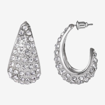 JS Jessica Simpson Silver Tone Glass Hoop Earrings