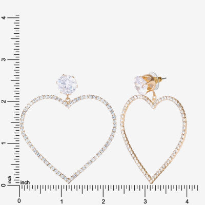 Jessica Simpson Gold Tone Glass Heart Drop Earrings