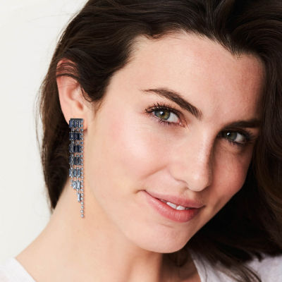 JS Jessica Simpson Silver Tone Womens Glass Drop Earrings