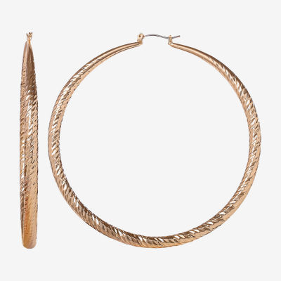 JS Jessica Simpson Gold Tone Womens 79.3mm Hoop Earrings