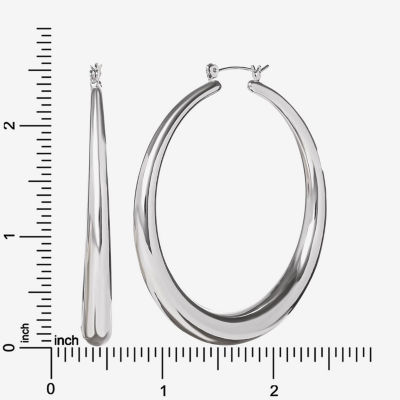JS Jessica Simpson Silver Tone Womens 64.9mm Hoop Earrings