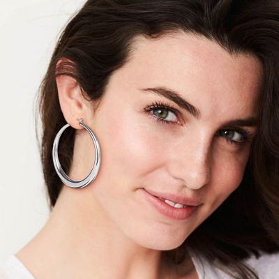 JS Jessica Simpson Silver Tone Womens 64.9mm Hoop Earrings