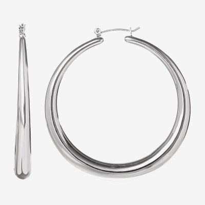 JS Jessica Simpson Silver Tone Womens 64.9mm Hoop Earrings