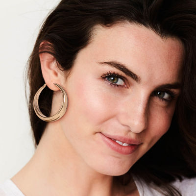 JS Jessica Simpson Gold Tone Womens 53.3mm Hoop Earrings