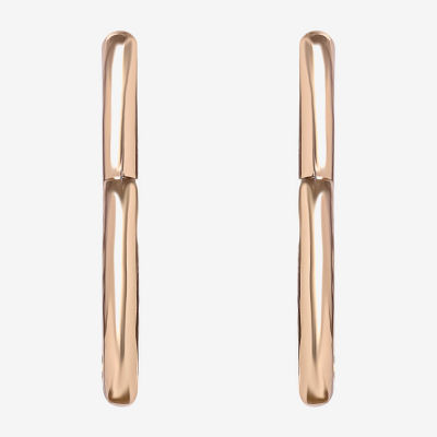 JS Jessica Simpson Gold Tone Womens 42mm Heart Hoop Earrings