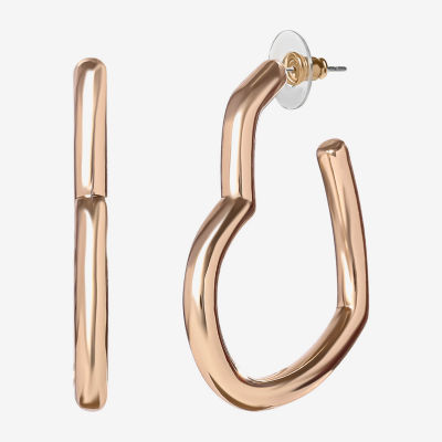 Jessica Simpson Gold Tone Heart Hoop Earrings