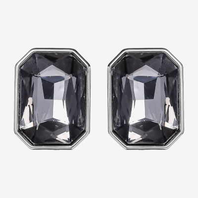 JS Jessica Simpson Silver Tone Womens Black Glass Drop Earrings
