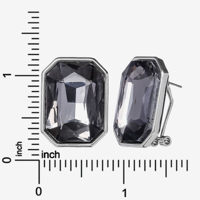 JS Jessica Simpson Silver Tone Womens Black Glass Drop Earrings