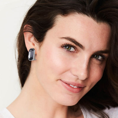 JS Jessica Simpson Silver Tone Womens Black Glass Drop Earrings