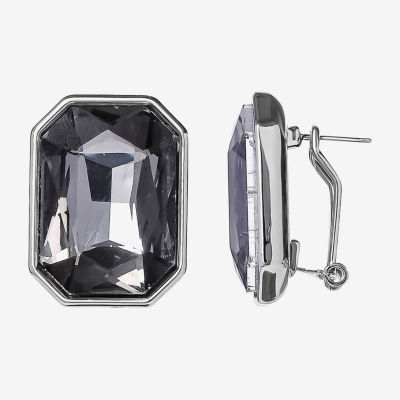 JS Jessica Simpson Silver Tone Womens Black Glass Drop Earrings