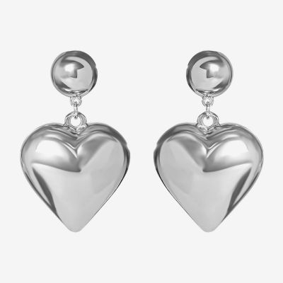 Jessica Simpson Silver Tone Heart Drop Earrings