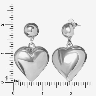 JS Jessica Simpson Silver Tone Womens Heart Drop Earrings