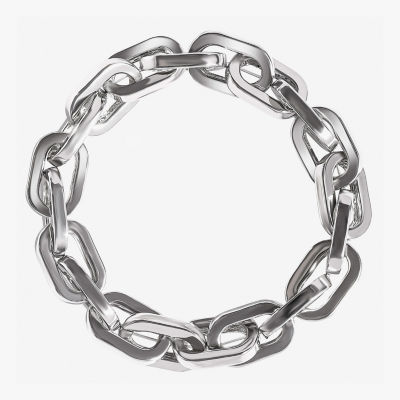 Jessica Simpson Silver Tone 6 3/4 Inch Link Stretch Bracelet