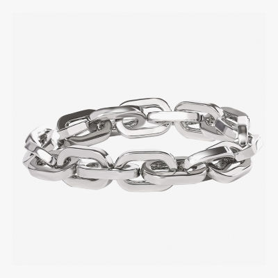 Jessica Simpson Silver Tone 6 3/4 Inch Link Stretch Bracelet