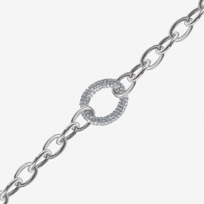 JS Jessica Simpson Silver Tone Glass 7.5 Inch Link Link Bracelet