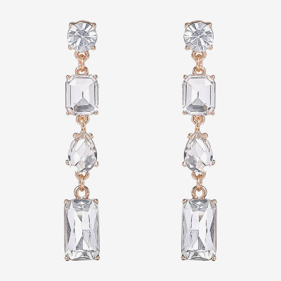 JS Jessica Simpson Gold Tone Womens Glass Drop Earrings