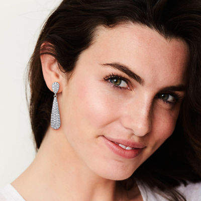 JS Jessica Simpson Silver Tone Womens Glass Drop Earrings