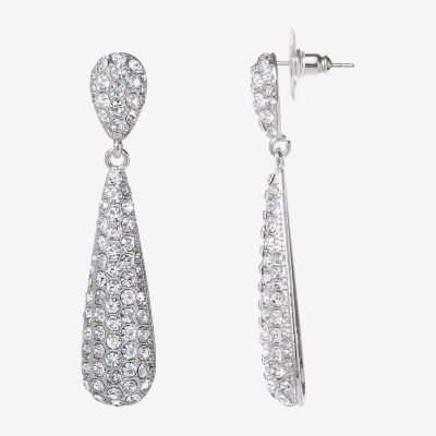 JS Jessica Simpson Silver Tone Womens Glass Drop Earrings